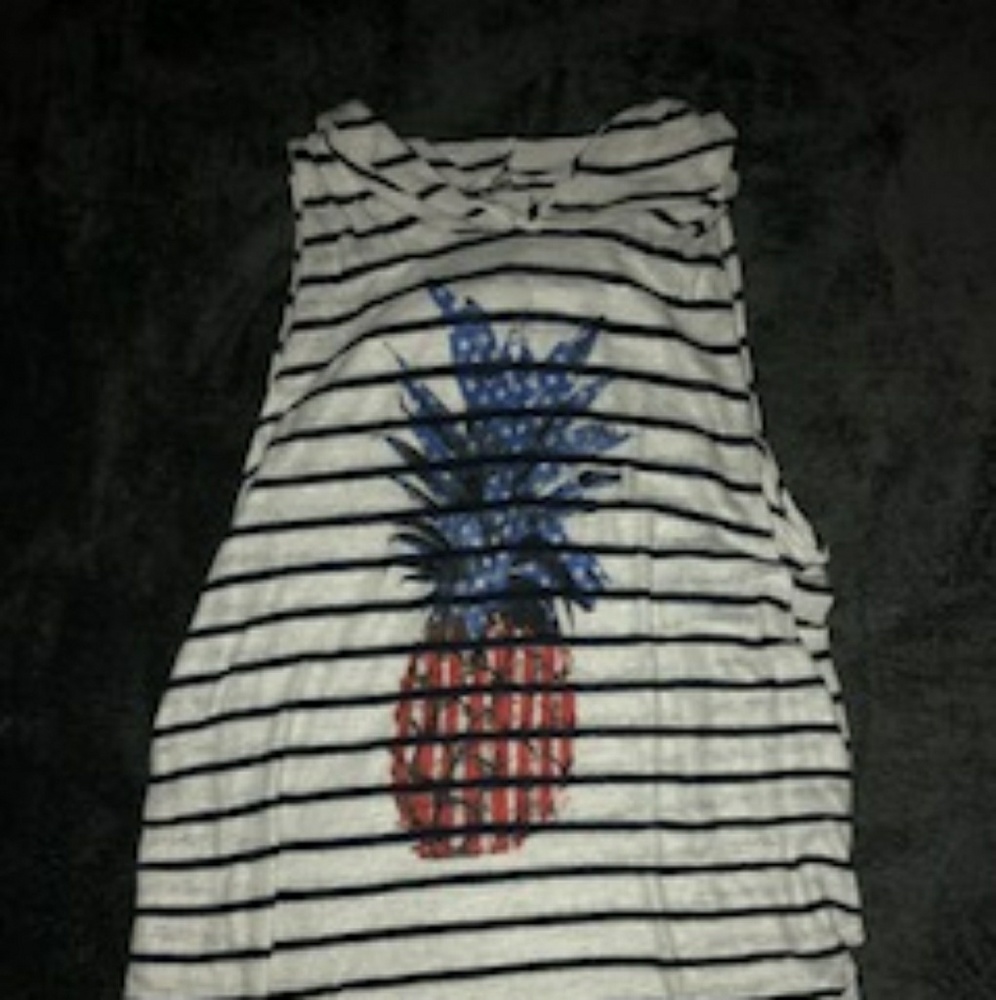 Red,white,blue sleeveless pineapple top